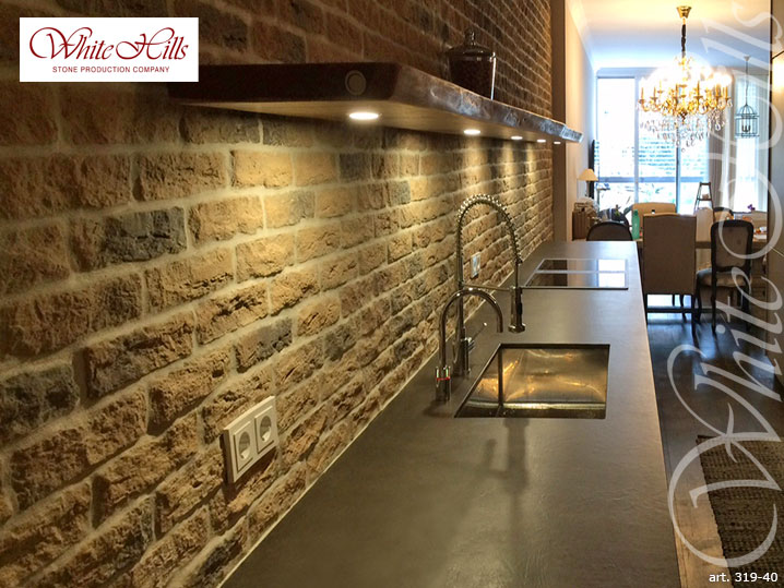 Облицовочный камень White Hills, Брюгге Брик, цвет 319-40