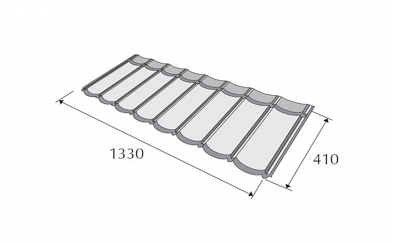 Композитная черепица METROTILE МетроБонд черный, 1330*410 мм